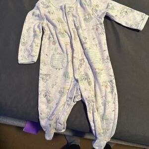 Baby Footed One-Piece Romper in Light Gray with Disney Animal Print